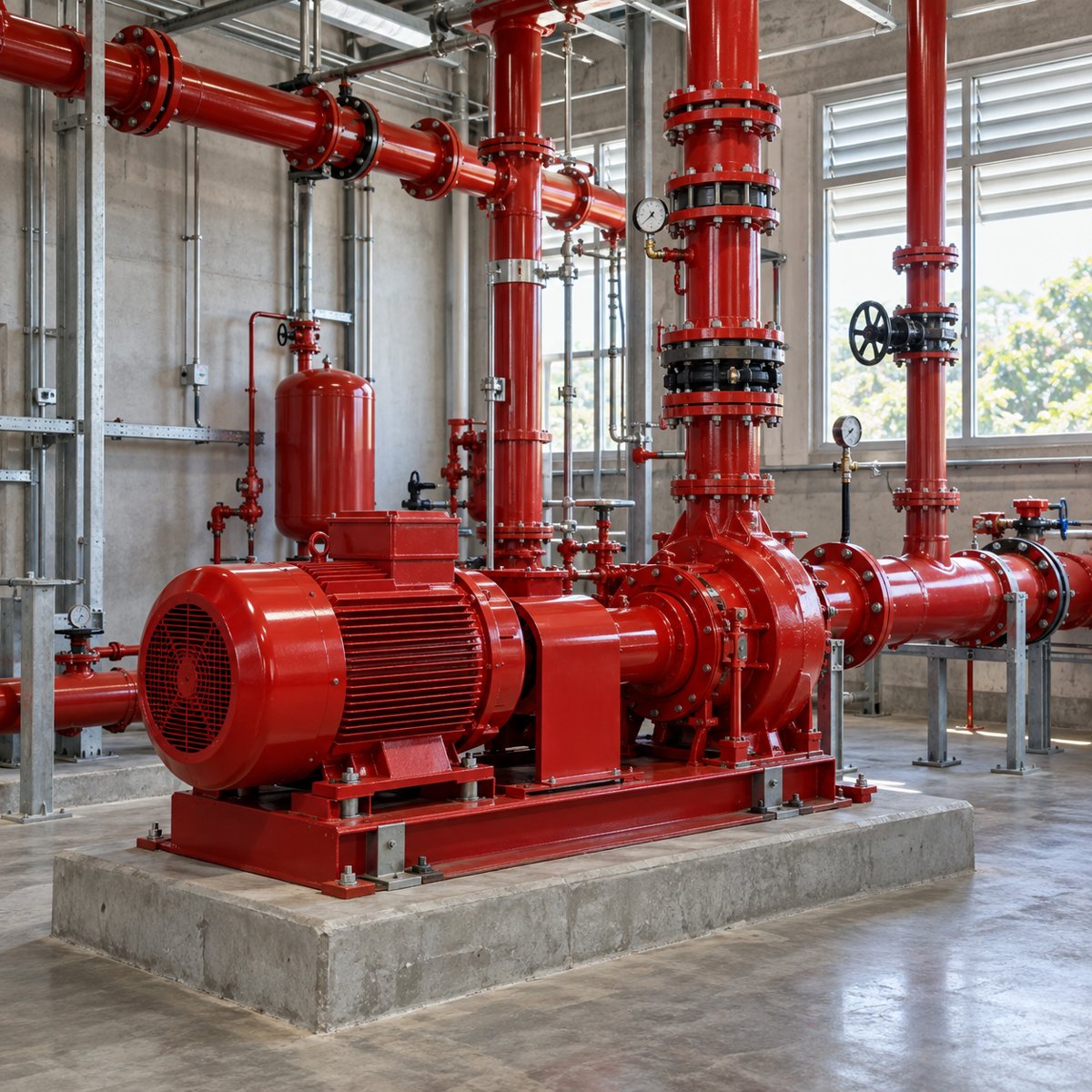 Generated sample illustration of a fire pump in a mechanical room